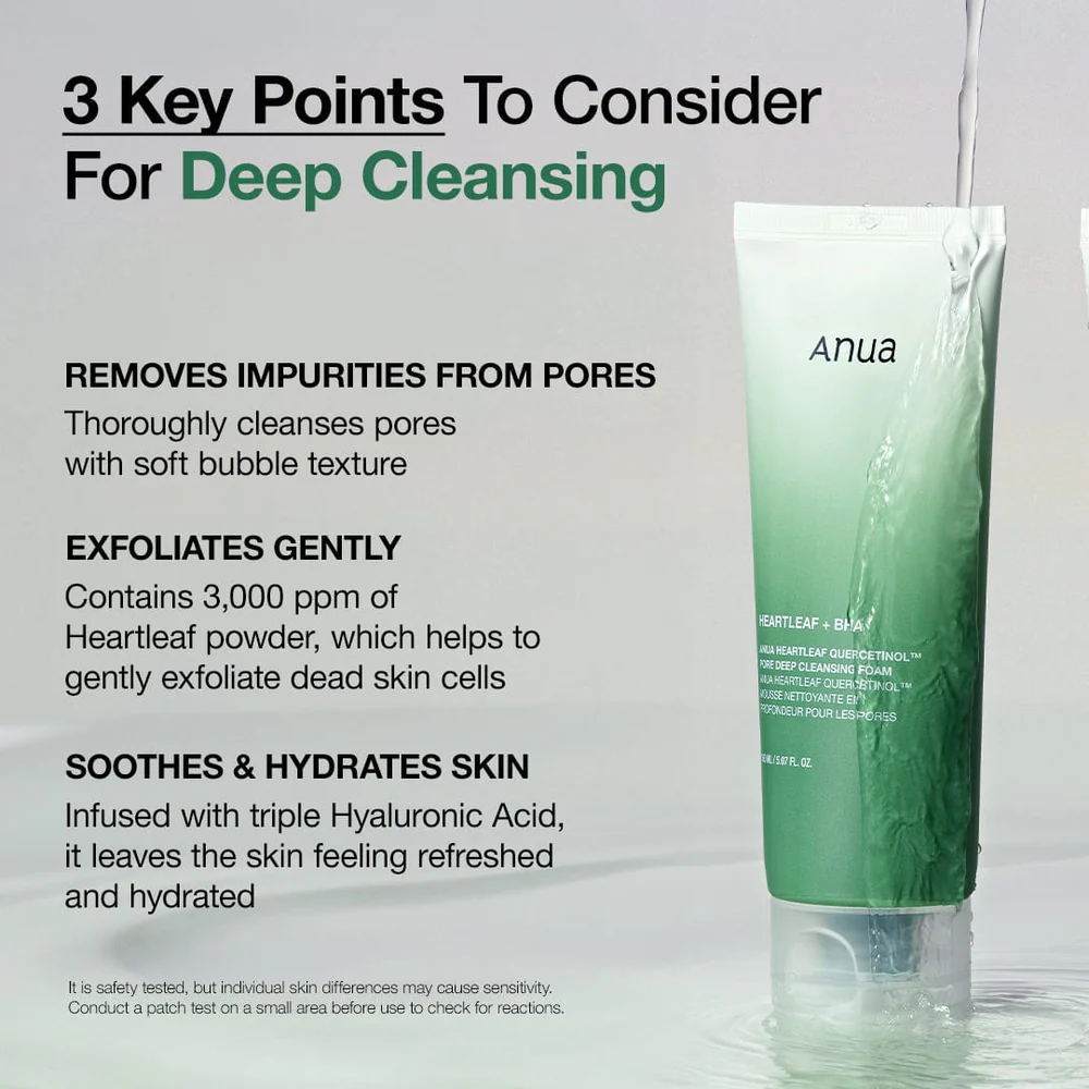 Anua - Heartleaf Quercetinol Pore Deep Cleansing Foam - 150ml – Image 3